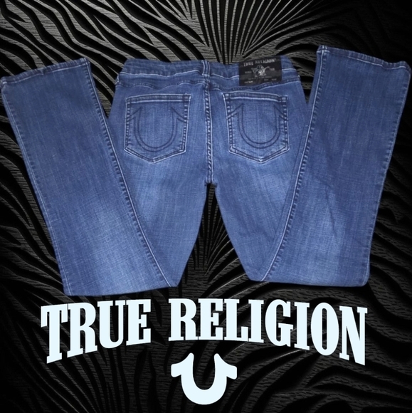 True Religion Women's Becca Mid Rise Bootcut Jeans Dark Wash 31Wx31.5 Inseam - Picture 1 of 14